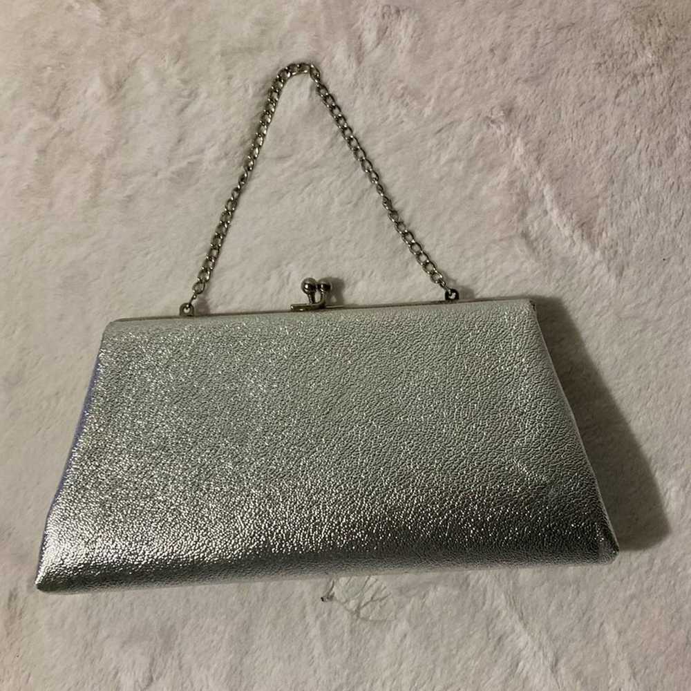 Vintage 60’s Silver Shimmer Evening Handbag Clutc… - image 8