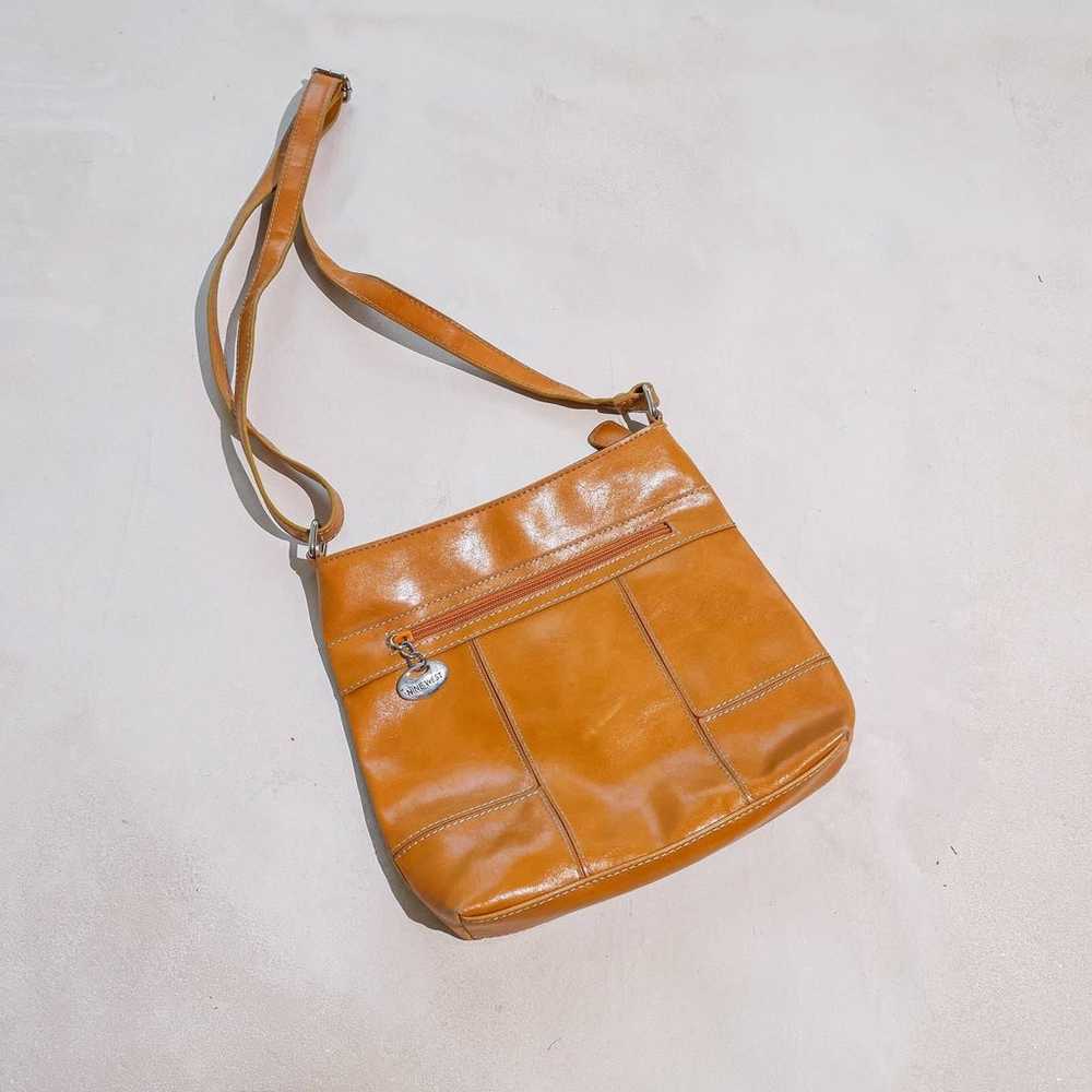 Y2K Crossbody Handbag Camel Vegan Faux Leather Pa… - image 1