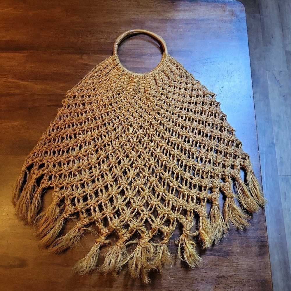 Large Vintage Jute Macrame Bag - Gem