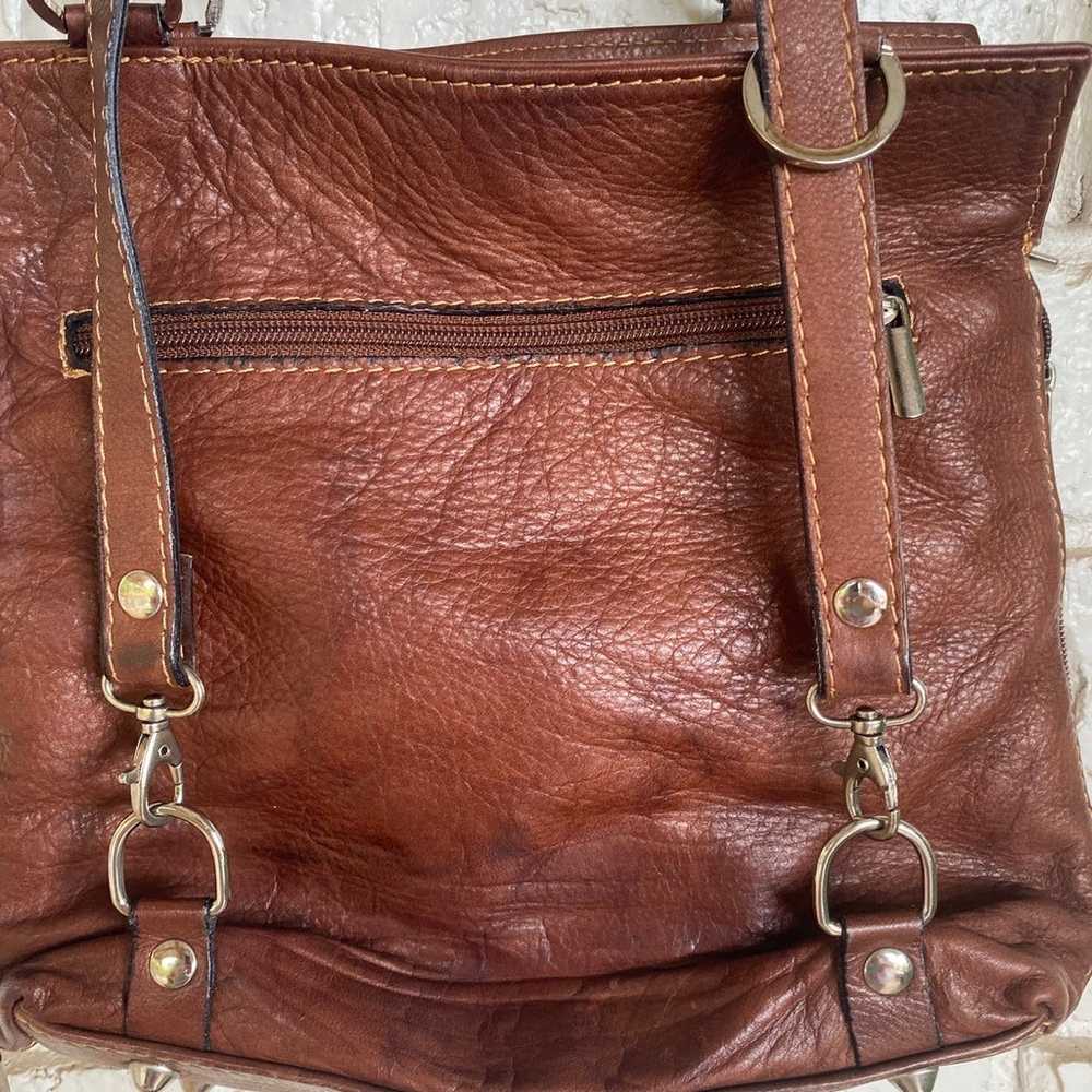 Italian Leather Boho Backpack Purse - image 2