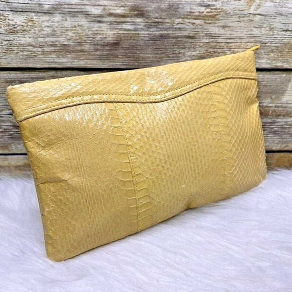 Vntg Clemente Yellow Genuine Snakeskin Leather Pu… - image 12