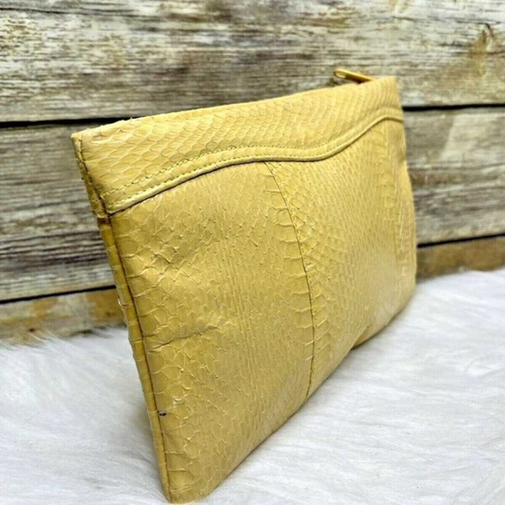 Vntg Clemente Yellow Genuine Snakeskin Leather Pu… - image 2