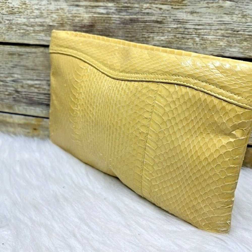 Vntg Clemente Yellow Genuine Snakeskin Leather Pu… - image 3