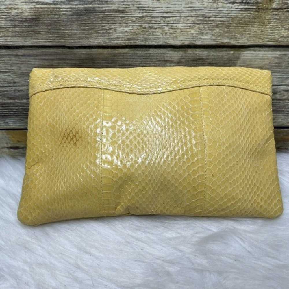 Vntg Clemente Yellow Genuine Snakeskin Leather Pu… - image 5