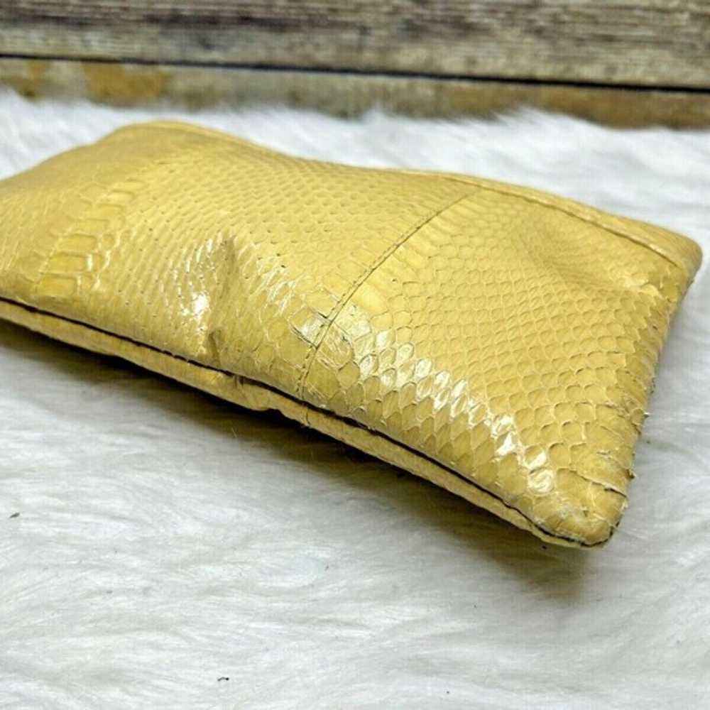 Vntg Clemente Yellow Genuine Snakeskin Leather Pu… - image 8