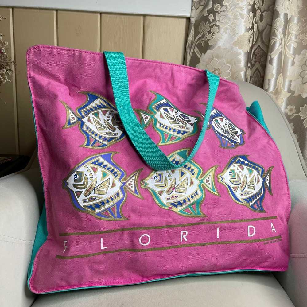 Vintage Florida XL Tote Bag Lightweight Beach Col… - image 1