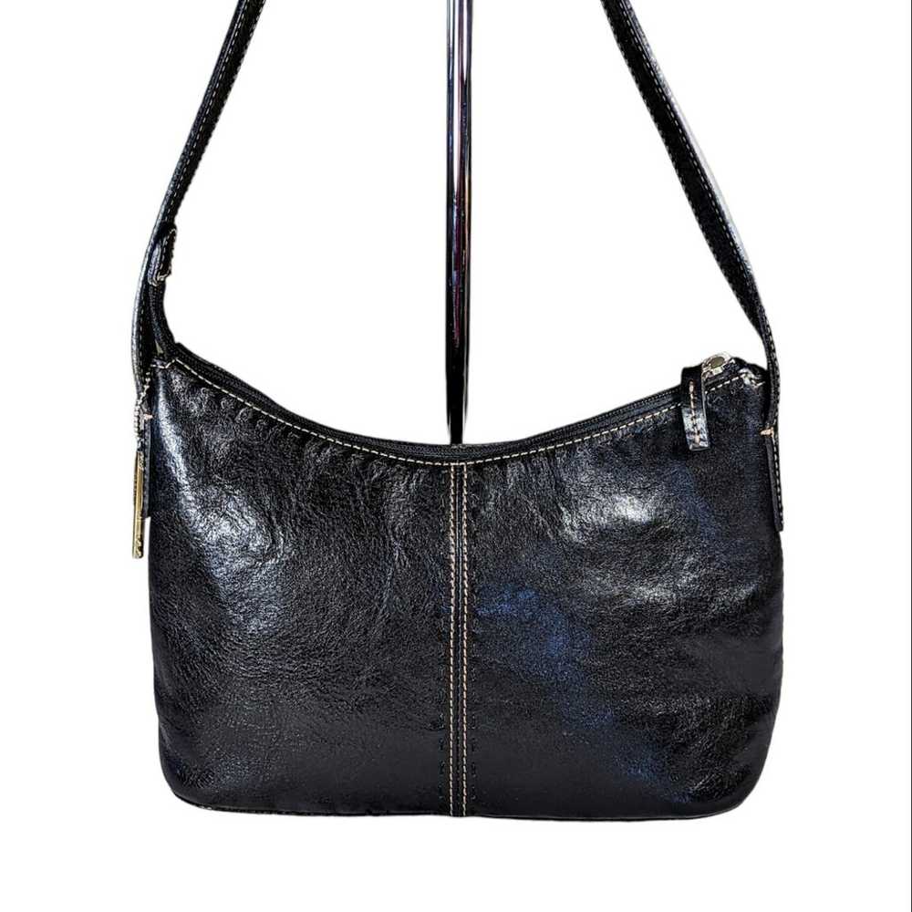 Fossil Black Leather Bucket Hobo Shoulder Bag Wit… - image 1