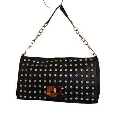 Vintage Black Rhinestone Studded Chain Purse - image 1