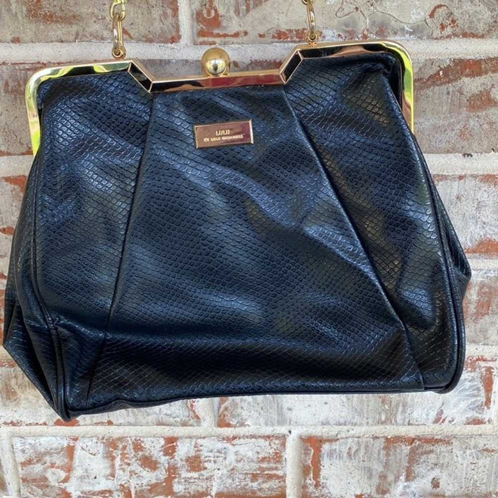 Lulu by Lulu Guinness Black Reptile Faux Leather … - image 2