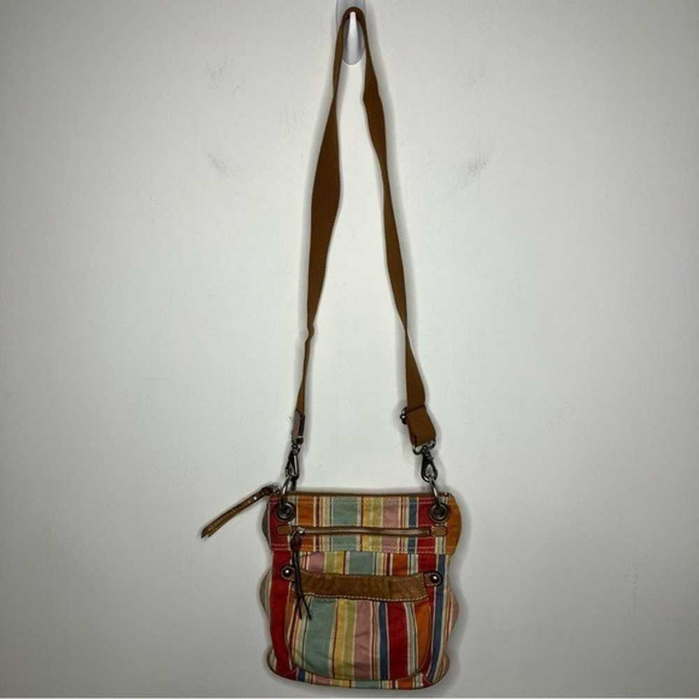 Vintage Fossil bright striped canvas cross body b… - image 2