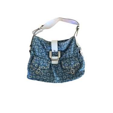 Guess Blue Leather Signature Logo Pattern Purse Shoulder Handbag Satchel  Bag | eBay