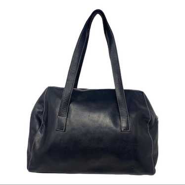 Perlina vintage black leather organizer satchel