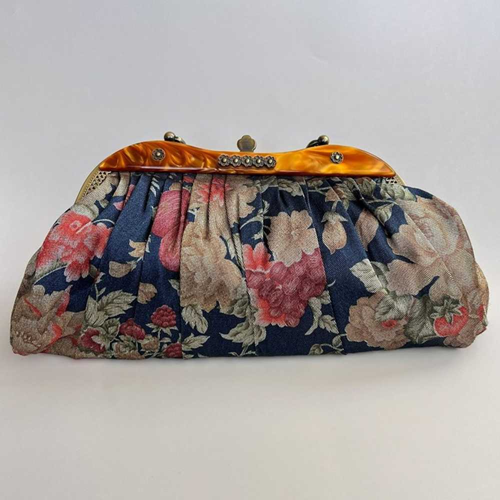 Vintage 90s Y2K Floral Clutch Crossbody Top Handl… - image 7