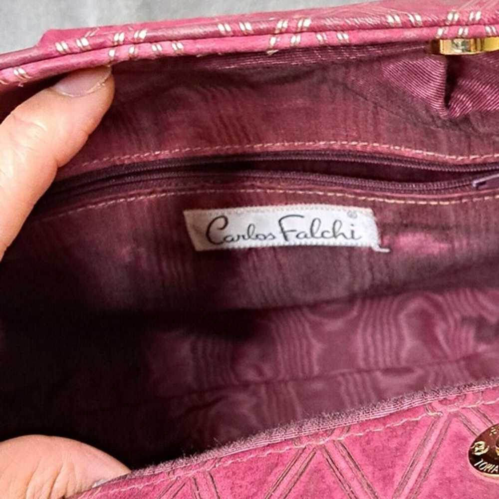 Vintage Carlos Falchi Suede Red & Gold Hobo Bag S… - image 7