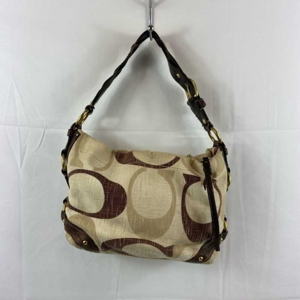 Vintage Coach Handbag Logo Beige/ Brown Y2K Hobo … - image 2