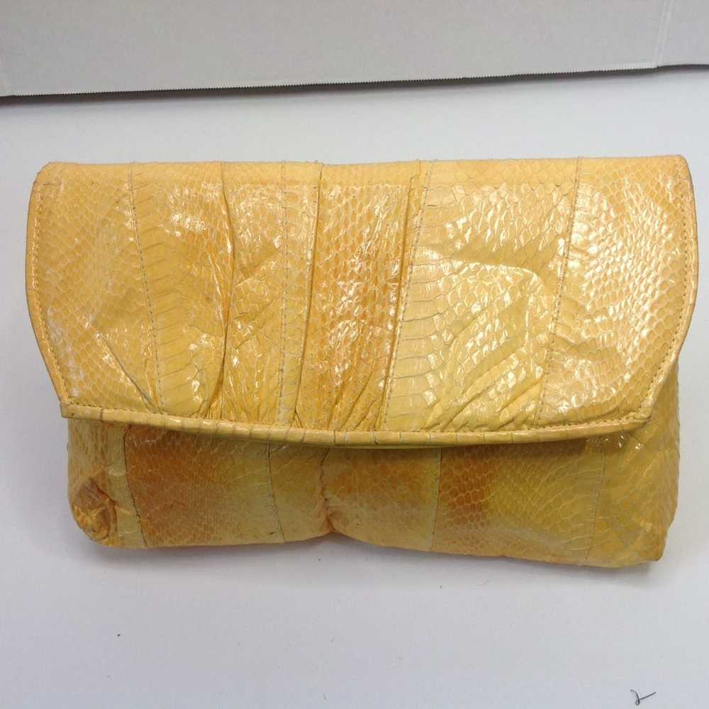 Vintage Yellow Snakeskin Leather Clutch - image 1