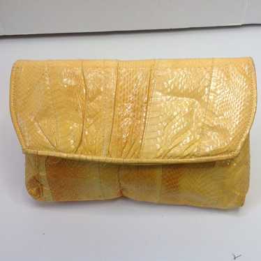 Vintage Yellow Snakeskin Leather Clutch - image 1