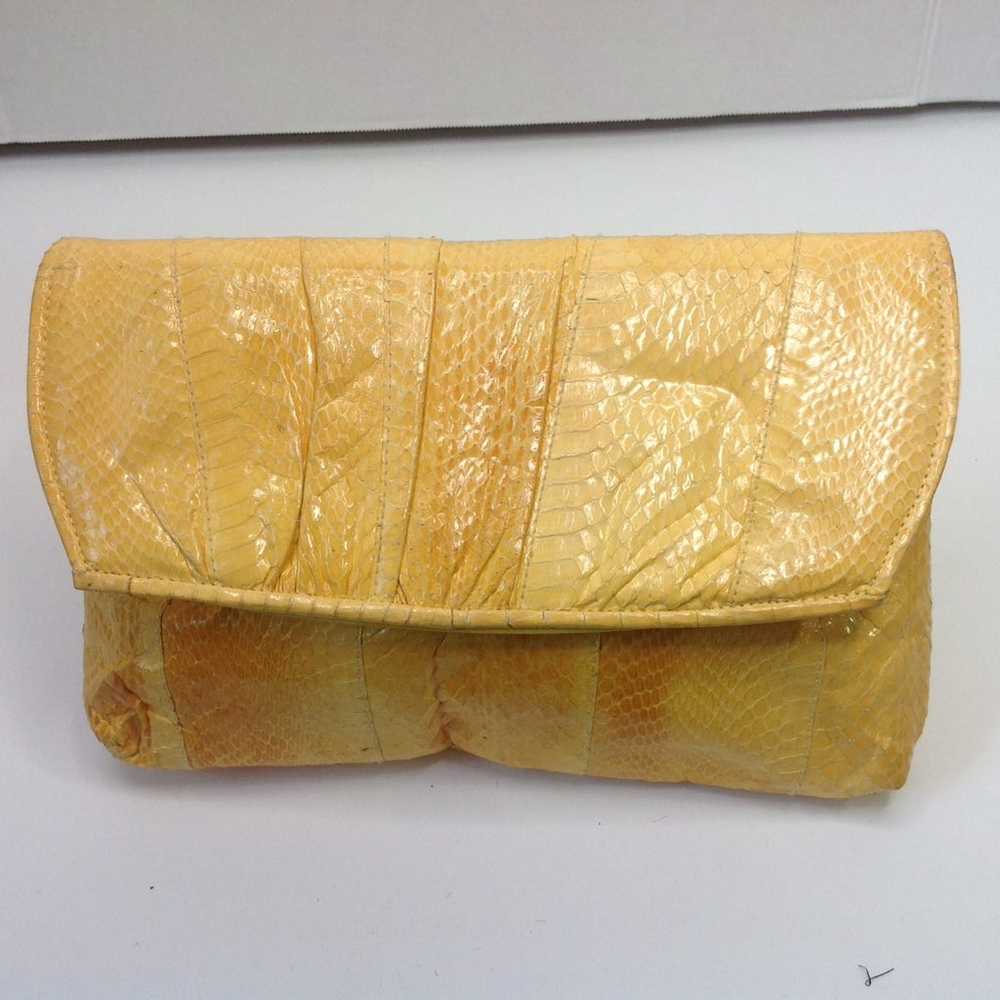 Vintage Yellow Snakeskin Leather Clutch - image 2