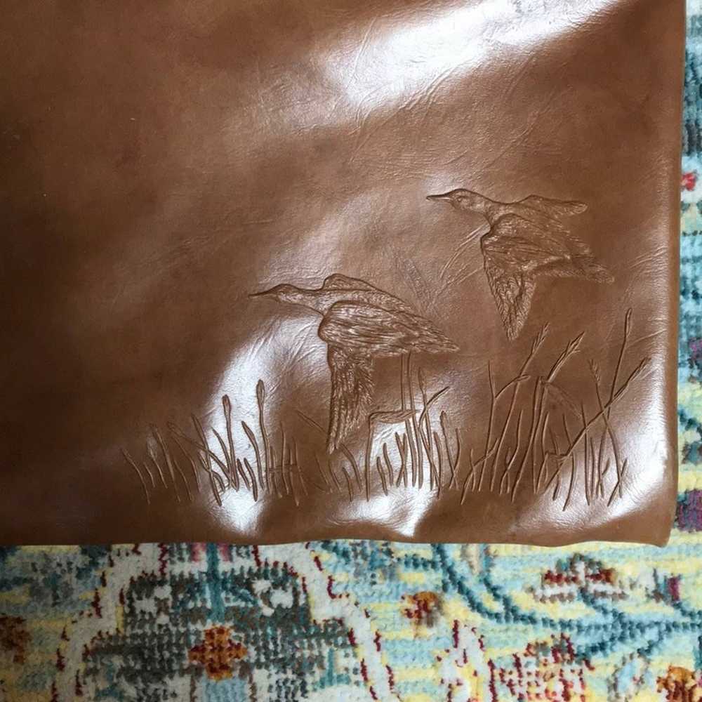 Vintage Leather Hinged Bird Clutch - image 2