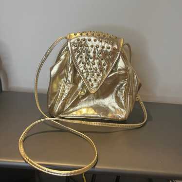 Vintage golden leather small crossbody