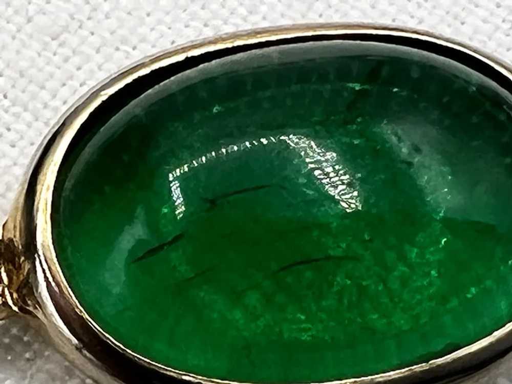 Vintage Green Glass Cabochon Link Bracelet - BR541 - image 4