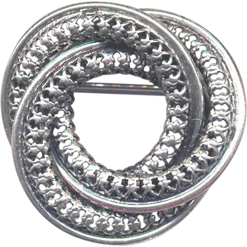 Signed Pierced STERLING Silver Swirl Pin - image 1