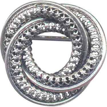 Signed Pierced STERLING Silver Swirl Pin - image 1