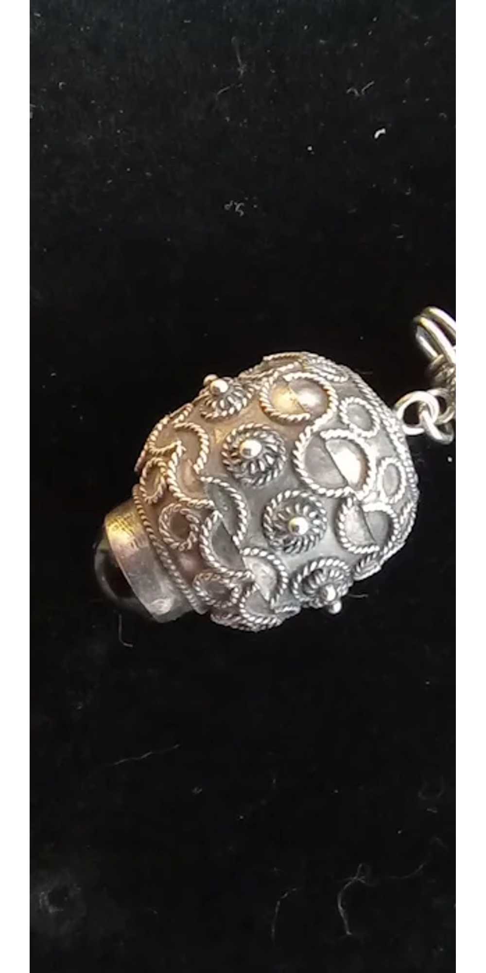 Vintage 800 silver four charm Etruscan charm brac… - image 4