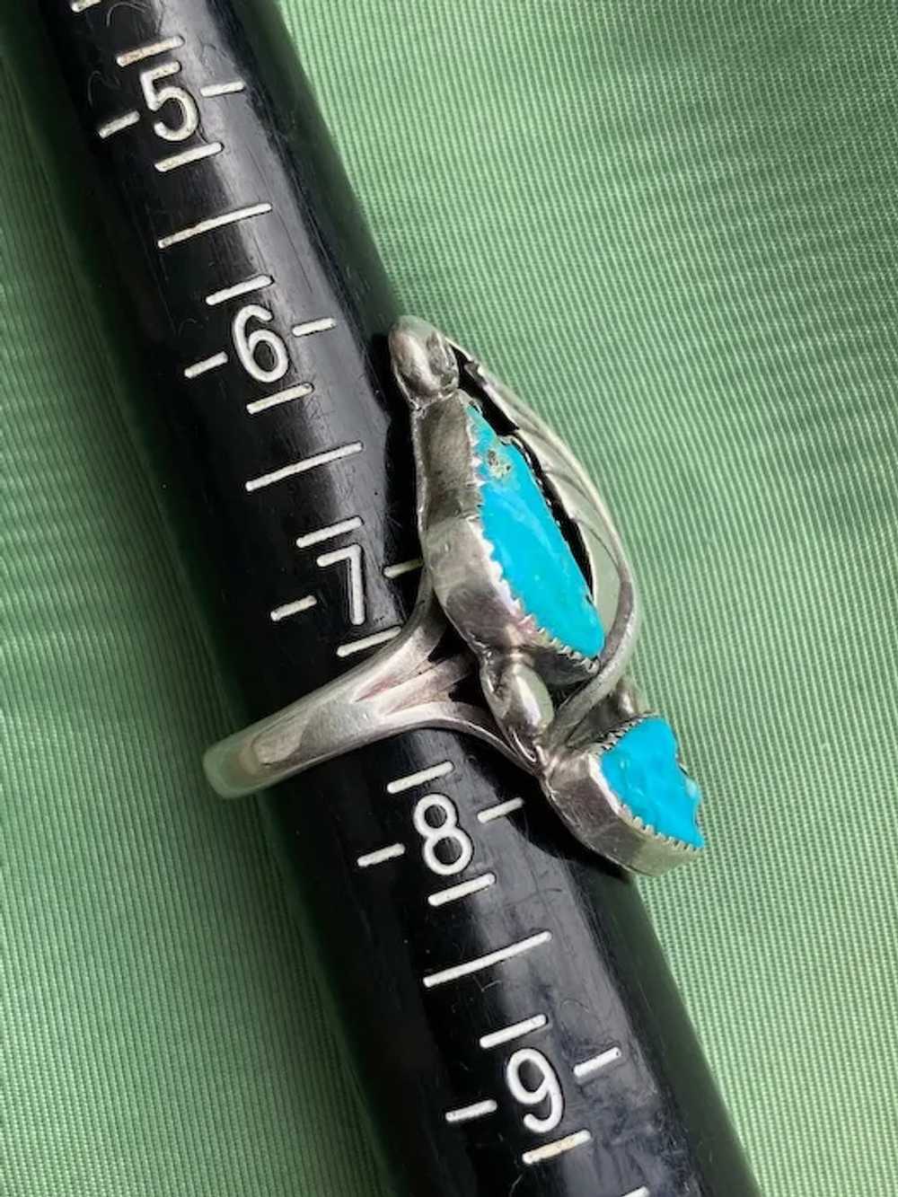1970s Mens Turquoise Ring Sterling Silver Size US… - image 8