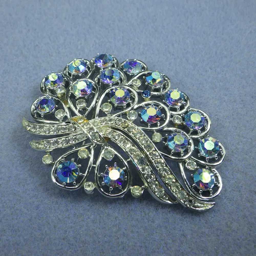 Coro Pegasus 1950s Aurora Borealis Brooch, Rhines… - image 4