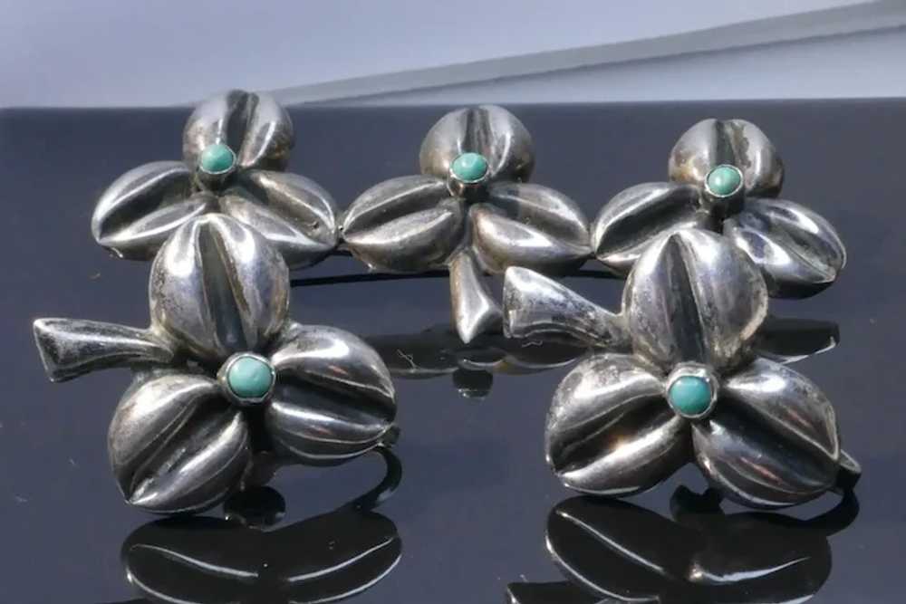 Art Deco Era Mexican Silver Clover Brooch & Earri… - image 8