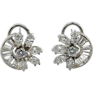 Platinum Diamond Cluster Earrings