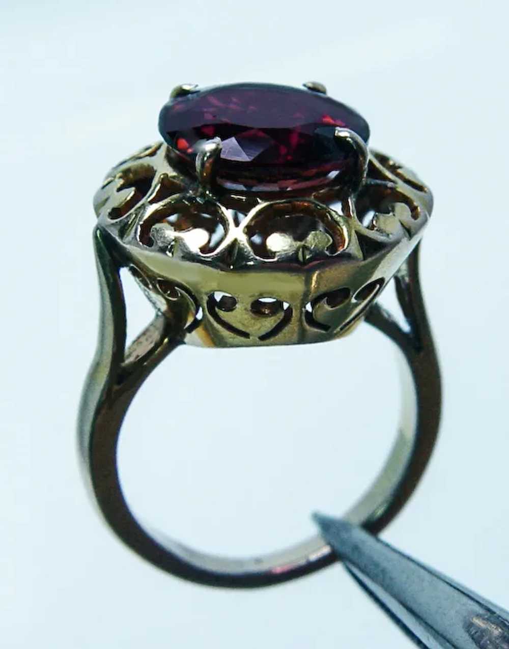 Vintage Red Tourmaline Solitaire Ring 14K Gold Es… - image 7