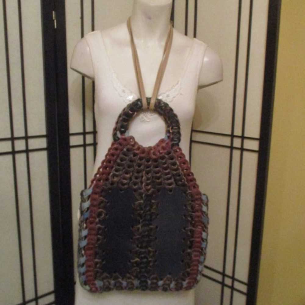 vintage boho/hippie braided leather tote/satchel - image 11