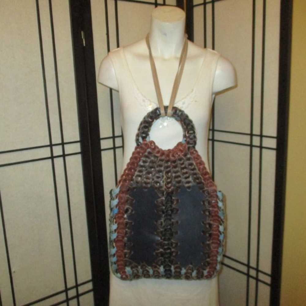 vintage boho/hippie braided leather tote/satchel - image 2