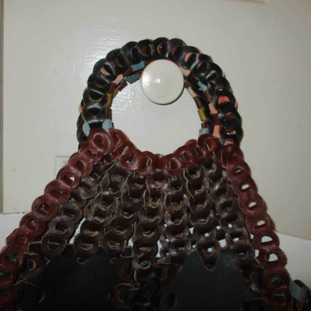 vintage boho/hippie braided leather tote/satchel - image 3