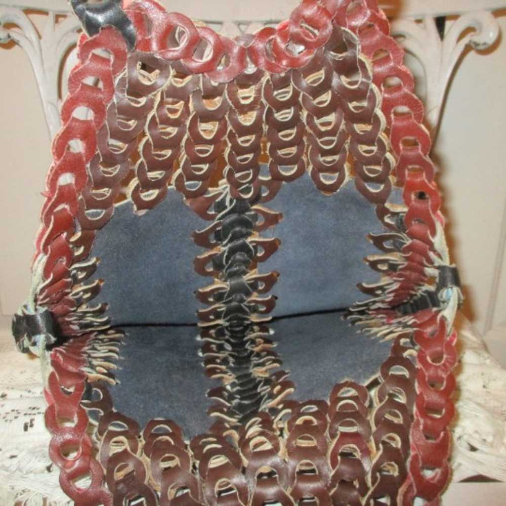 vintage boho/hippie braided leather tote/satchel - image 6