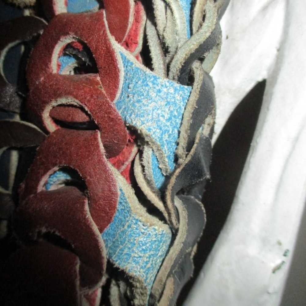 vintage boho/hippie braided leather tote/satchel - image 9
