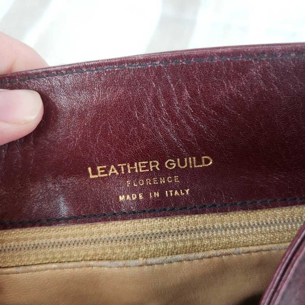 Leather Guild Drawstring Crossbody Bag Purse Maro… - image 6