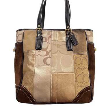 Authentic Coach Handbag - Gold & Brown Leather Su… - image 1
