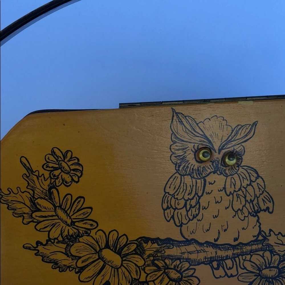 Vintage Wood Purse Owl and Mirror Unique Rare - image 3