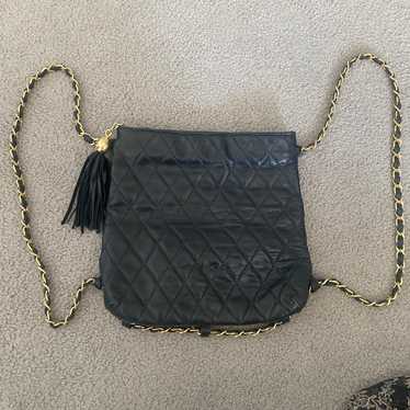 Vintage Black Leather Quilted Bag - image 1