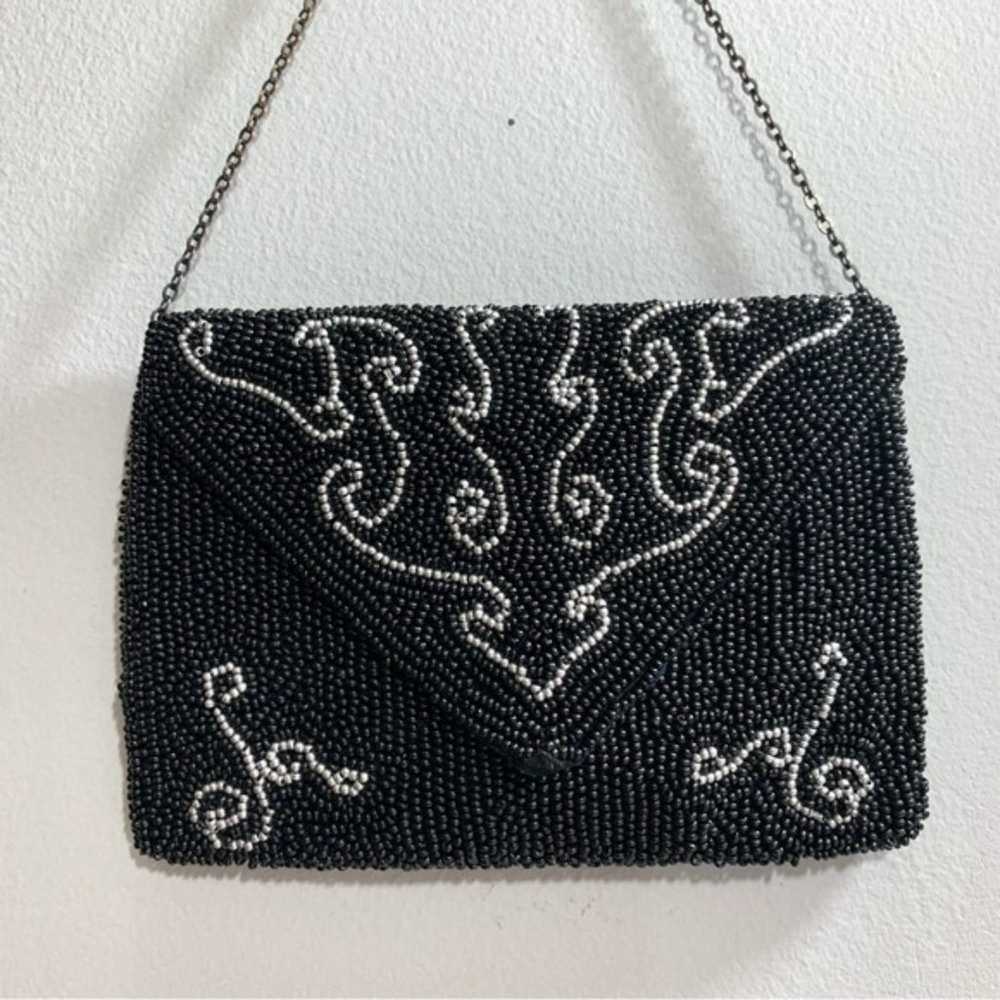 Vintage Black & Silver Beaded Swirl Design Mini B… - image 5
