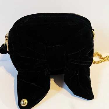 Vintage Juicy Couture Black Velvet Big Bow Gold c… - image 1