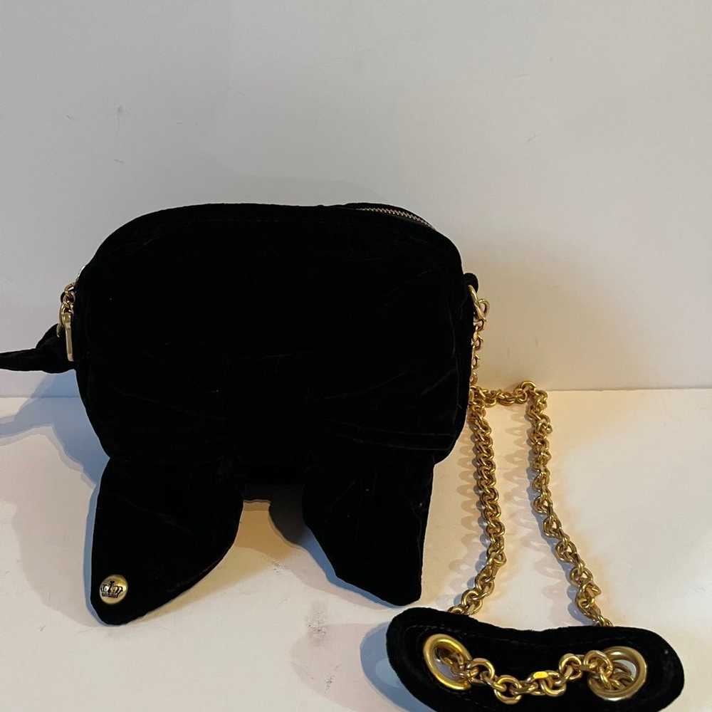 Vintage Juicy Couture Black Velvet Big Bow Gold c… - image 2