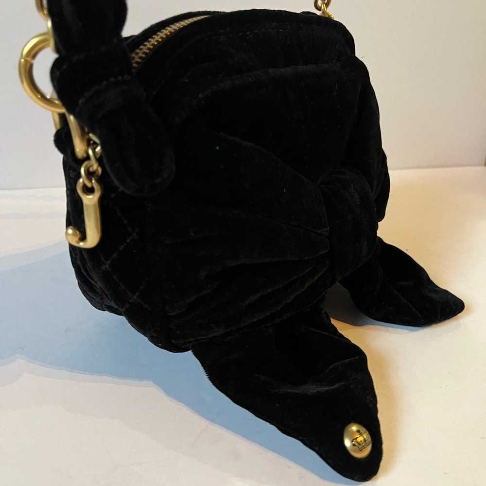Vintage Juicy Couture Black Velvet Big Bow Gold c… - image 4
