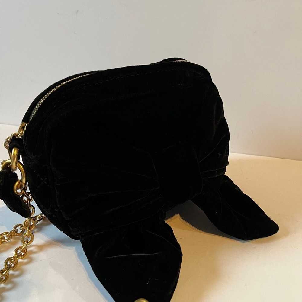 Vintage Juicy Couture Black Velvet Big Bow Gold c… - image 5
