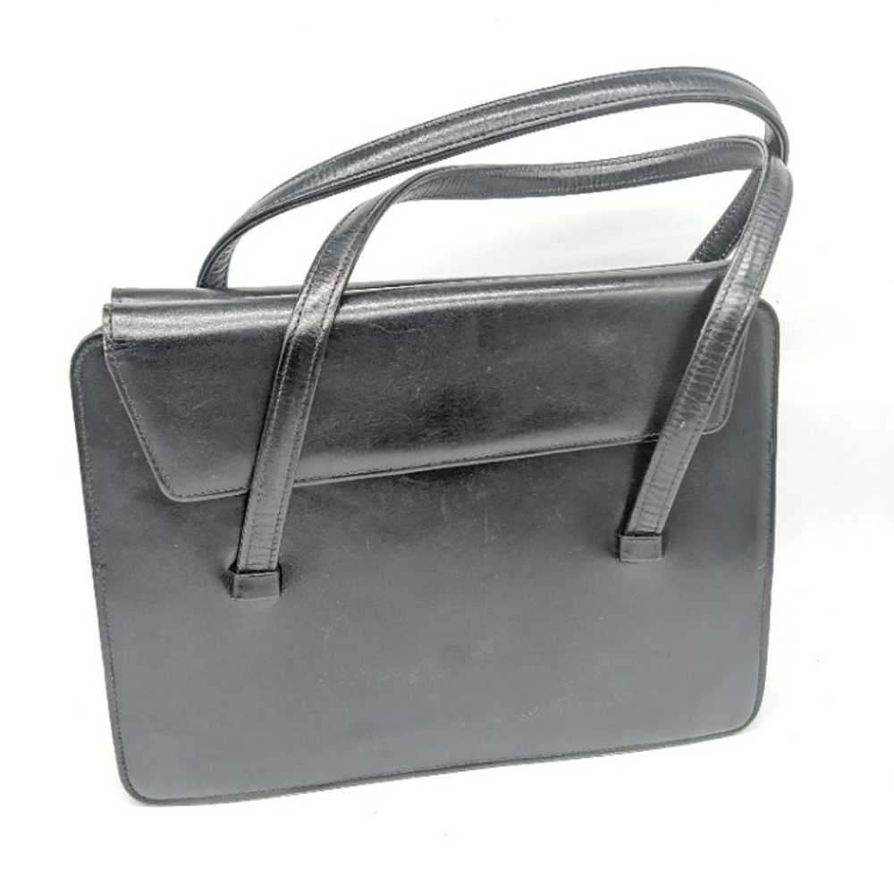 1940's Black Leather Handbag - image 1