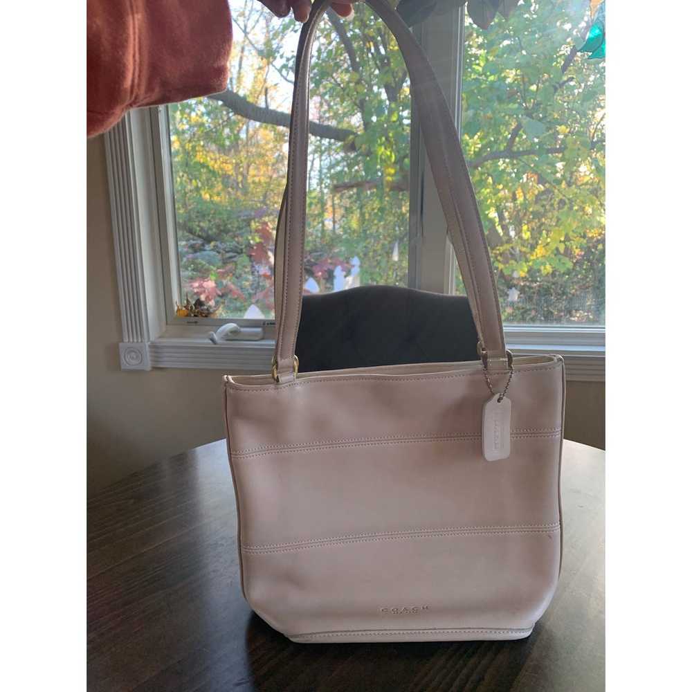 Vintage Off-White Leather Coach Tribeca Tote Purse - image 1