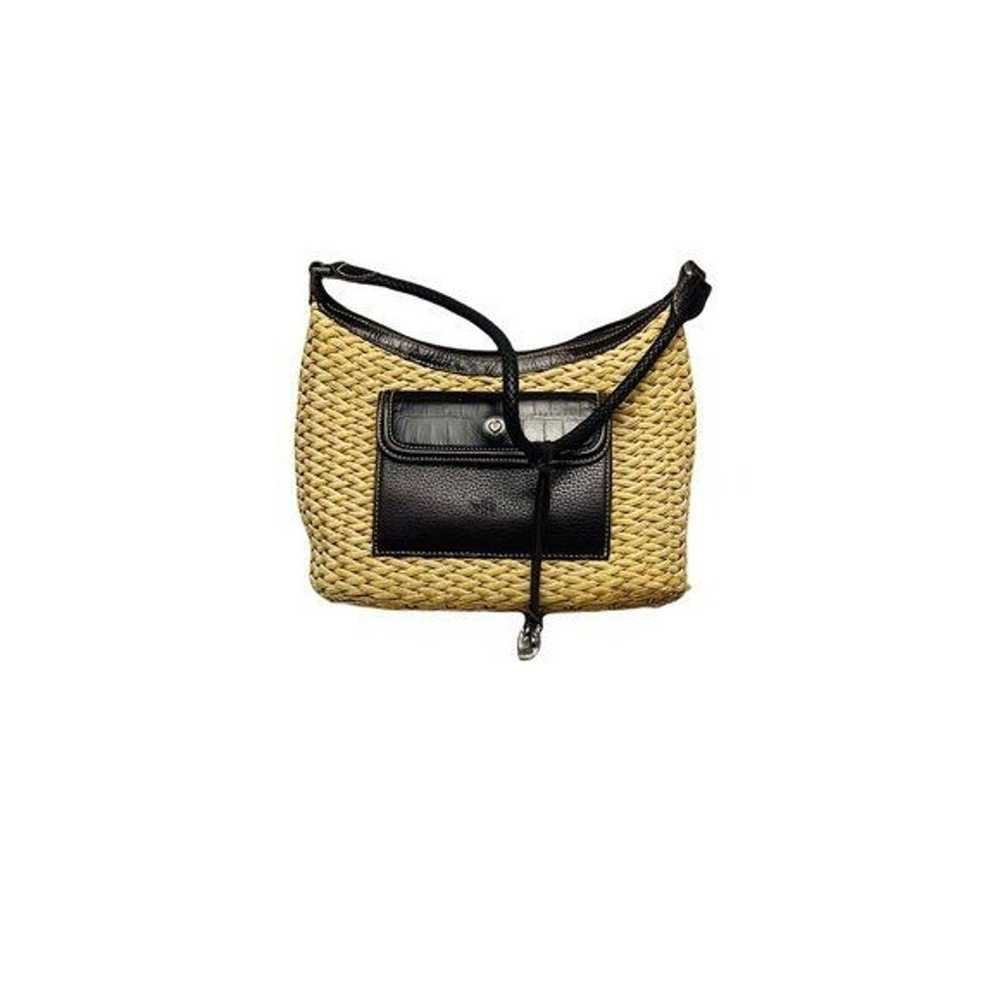 BRIGHTON Raffia Leather Trim Shoulder Bag Vintage… - image 1